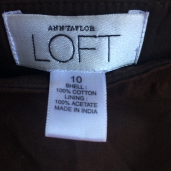 Ann Taylor LOFT Brown With White Embroidery Skirt - Picture 5 of 8